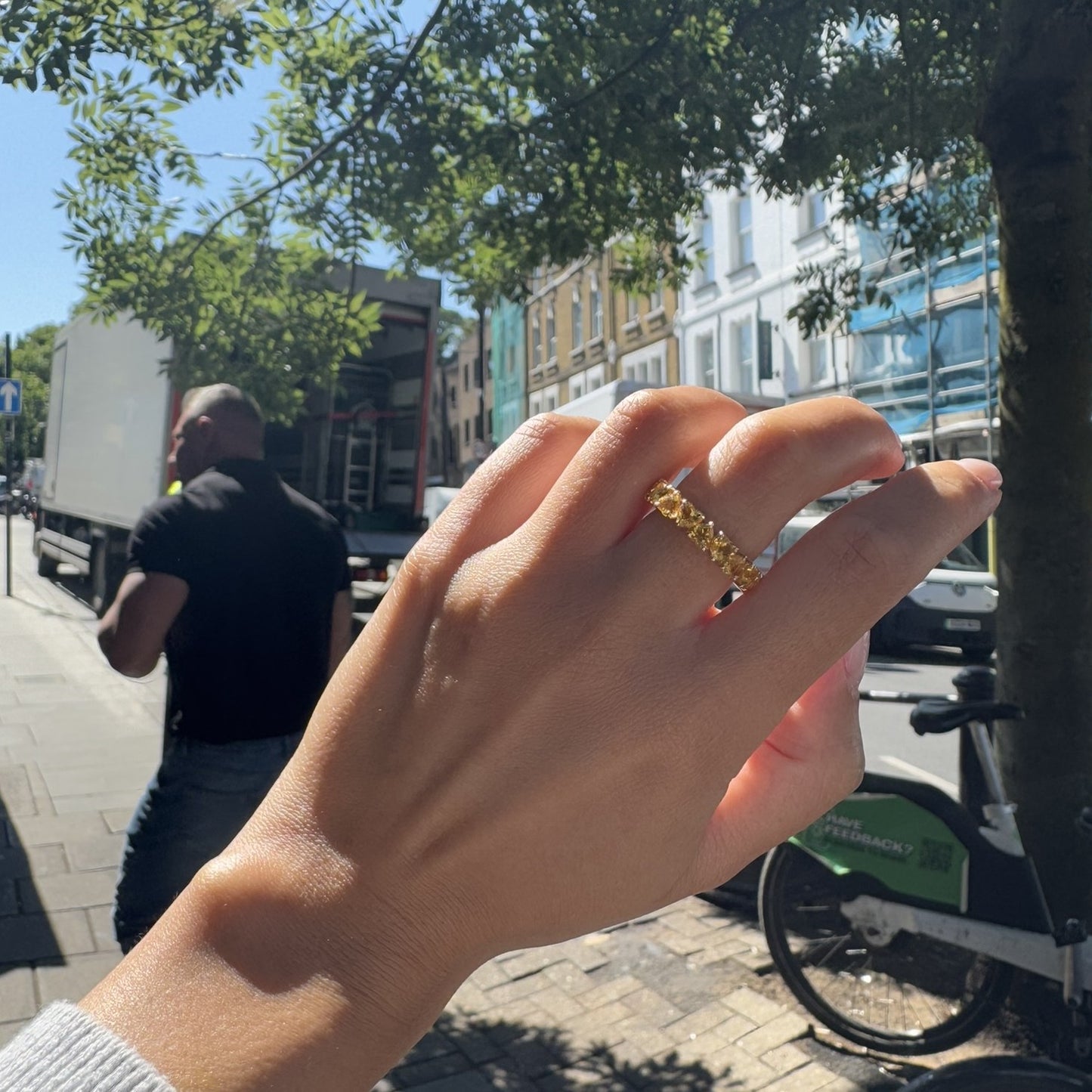 Amore Eternity Ring – Deep Red Garnet