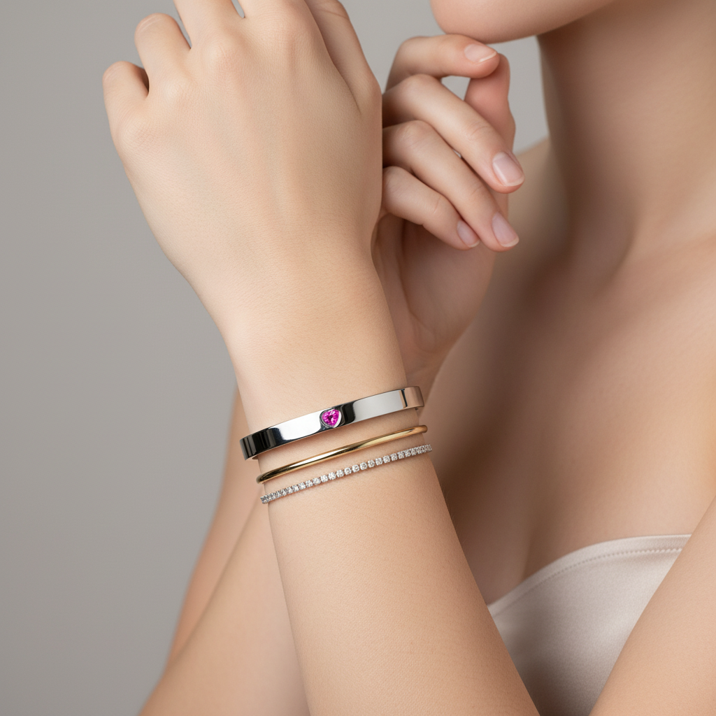 Amore Uno Elemental Bangle – White Diamond