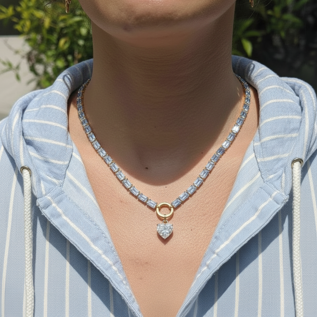 Nexus Tennis Necklace – Light Blue Aquamarine
