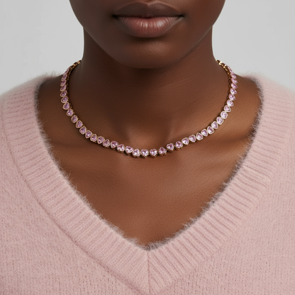 Amore Frame Tennis Necklace – Blue Sapphire