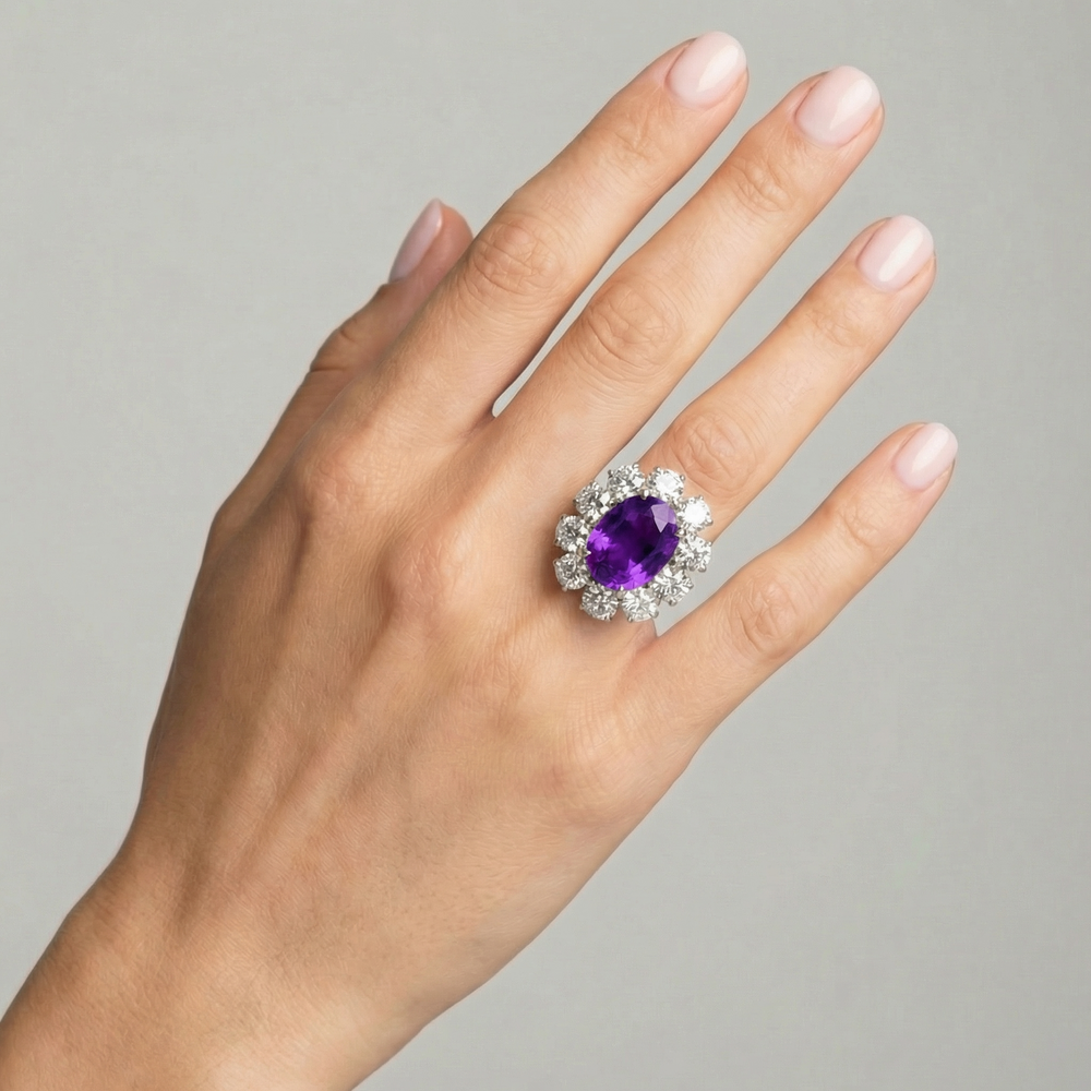 Velara Halo Ring – Purple Sapphire