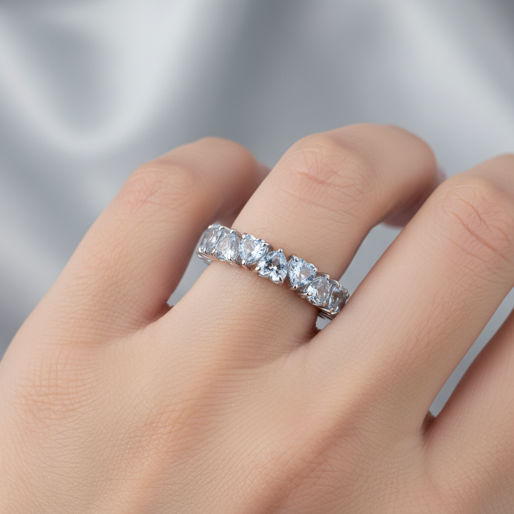 Amore Eternity Ring – Light Blue Aquamarine