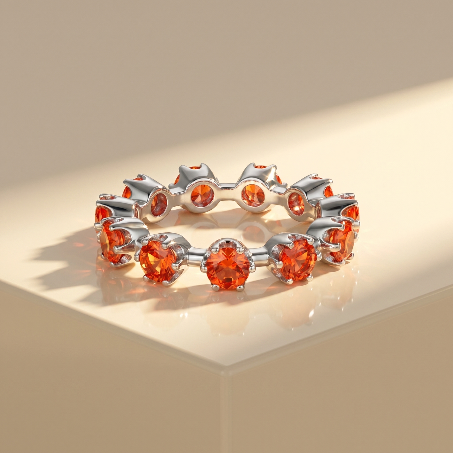 Linea Maxi Station Ring – Orange Padparadscha Sapphire
