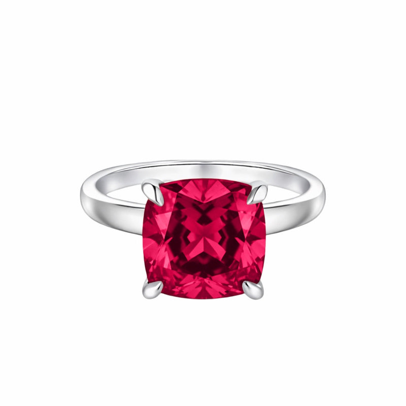 Aria Cushion Solitaire Ring – Red Ruby