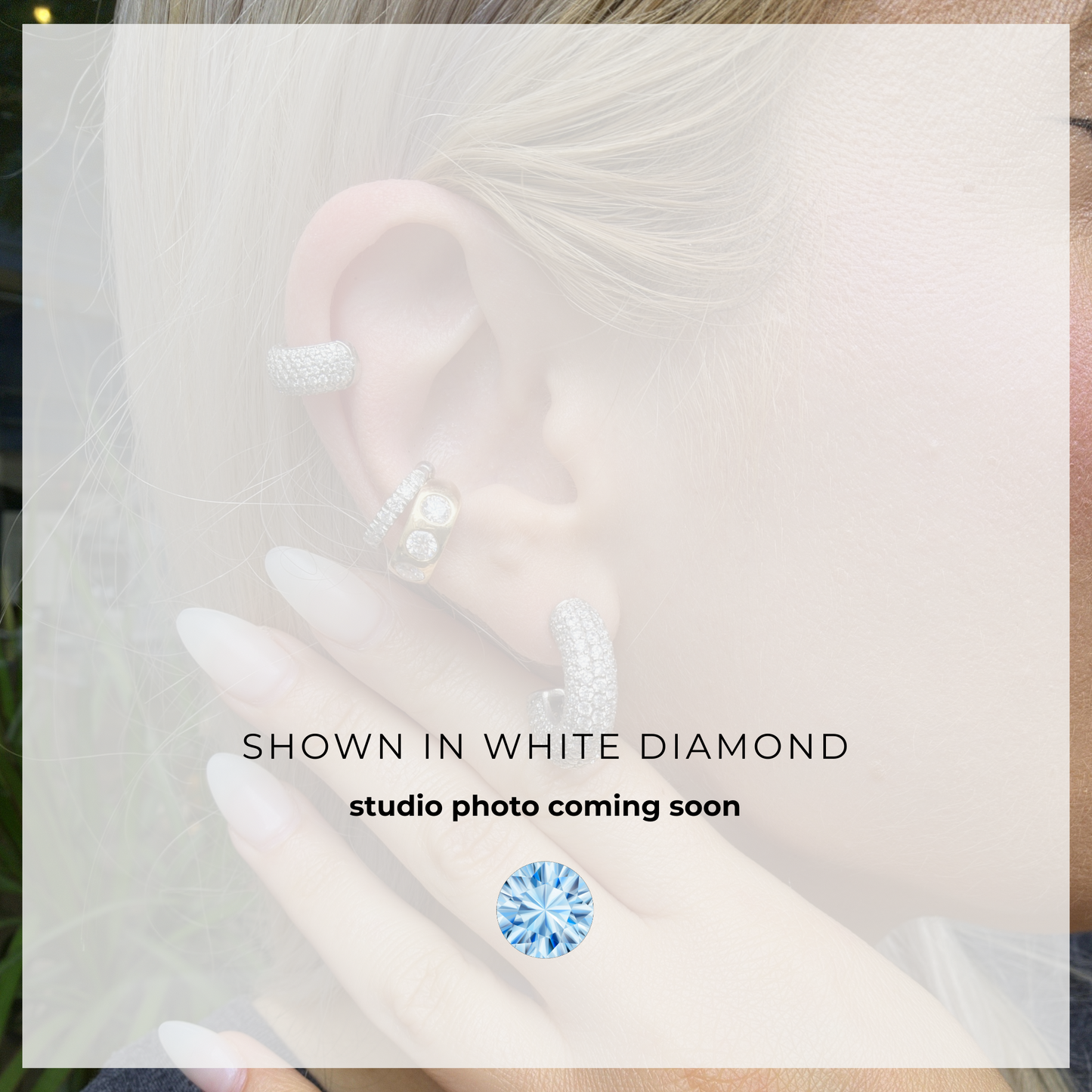 Linea Bold Ear Cuff – Light Blue Aquamarine
