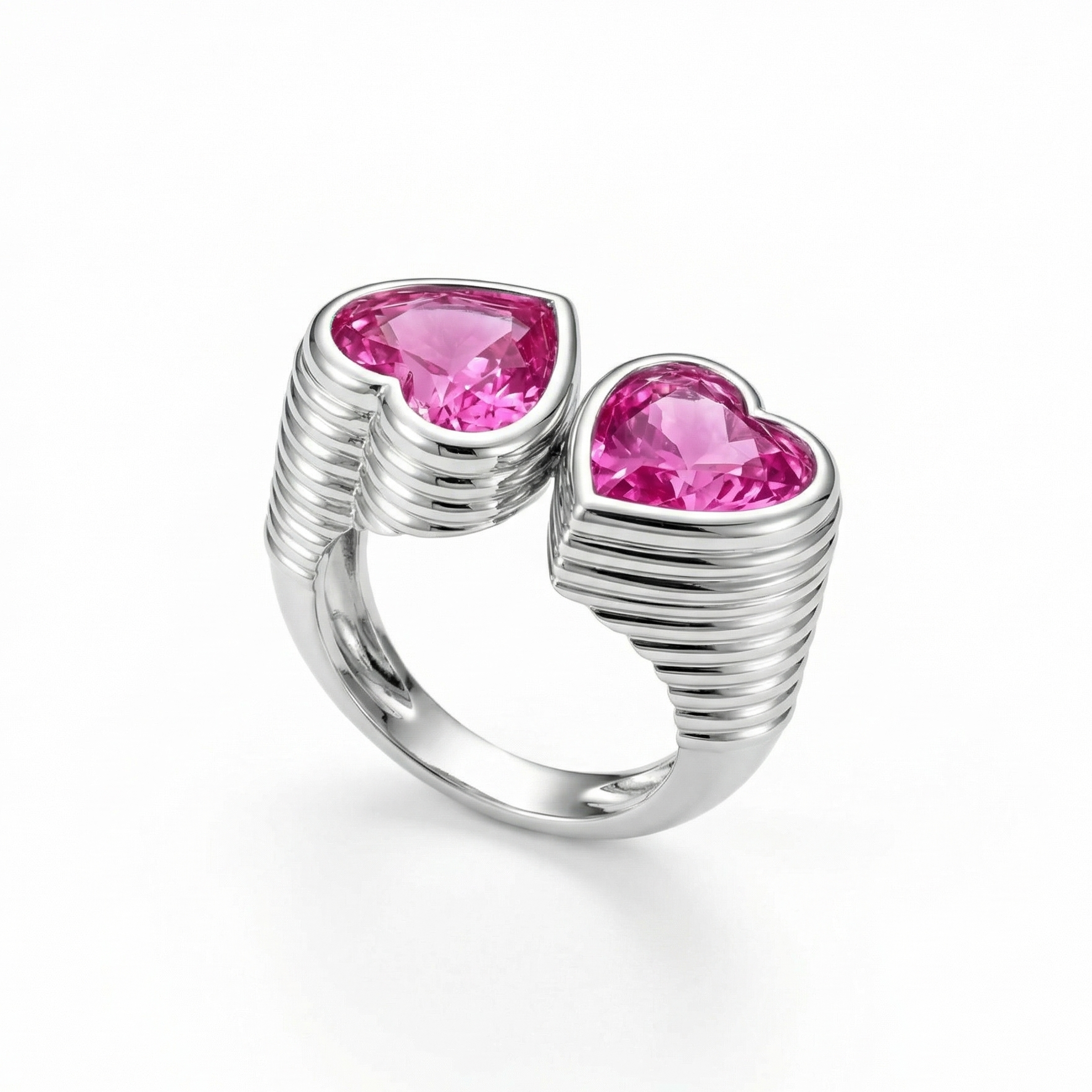 Amore Double Signet Ring – Vivid Pink Sapphire