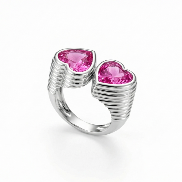 Amore Double Signet Ring – Vivid Pink Sapphire