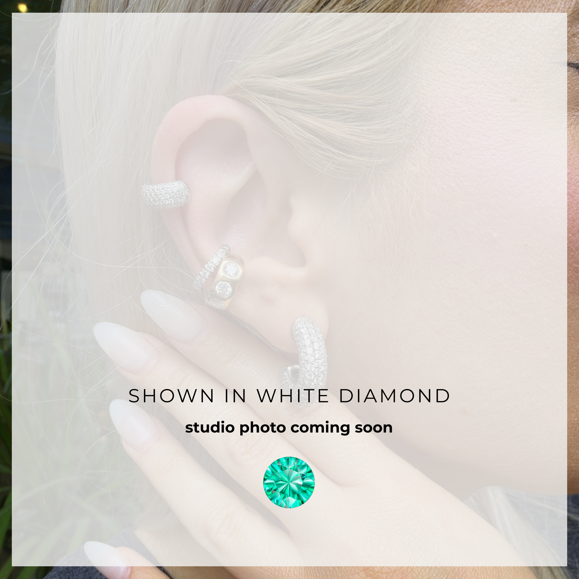 Linea Bold Ear Cuff – Colombian Green Emerald