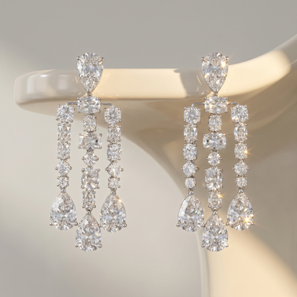 Nova Cascade Earrings – White Diamond