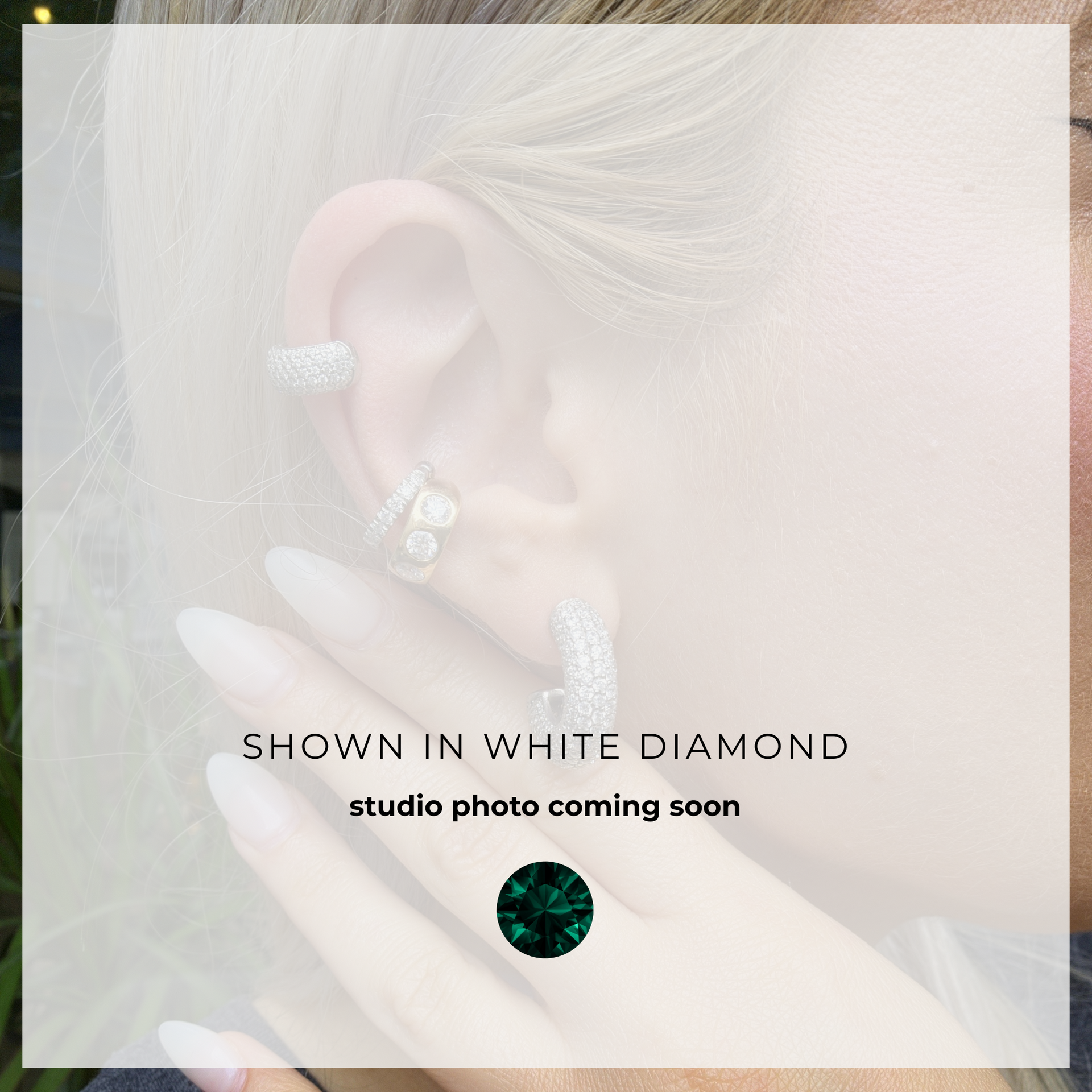 Linea Bold Ear Cuff – Zambian Green Emerald