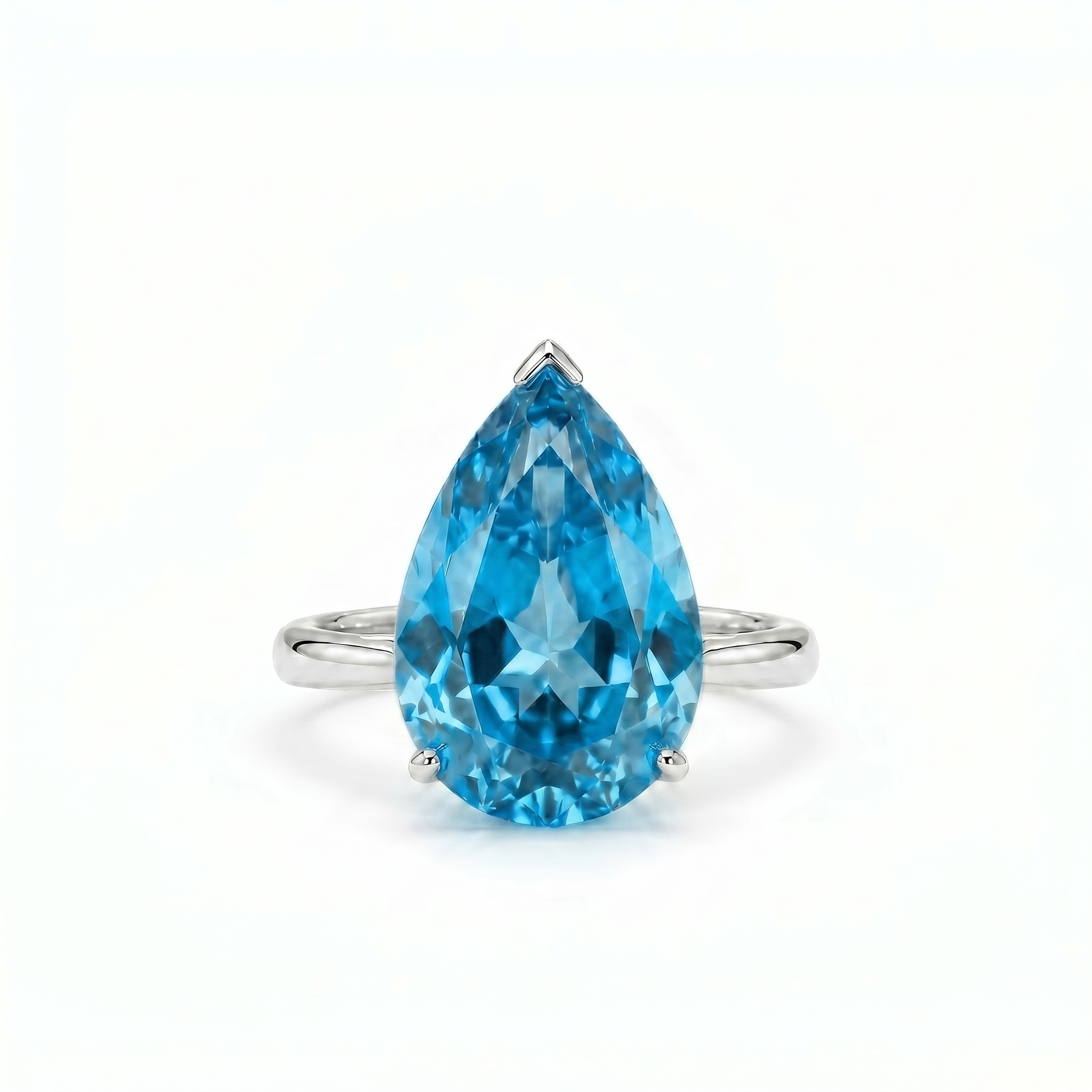 Nova Bold Solitaire Ring – Teal Blue Spinel