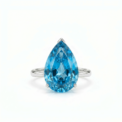 Nova Bold Solitaire Ring – Teal Blue Spinel