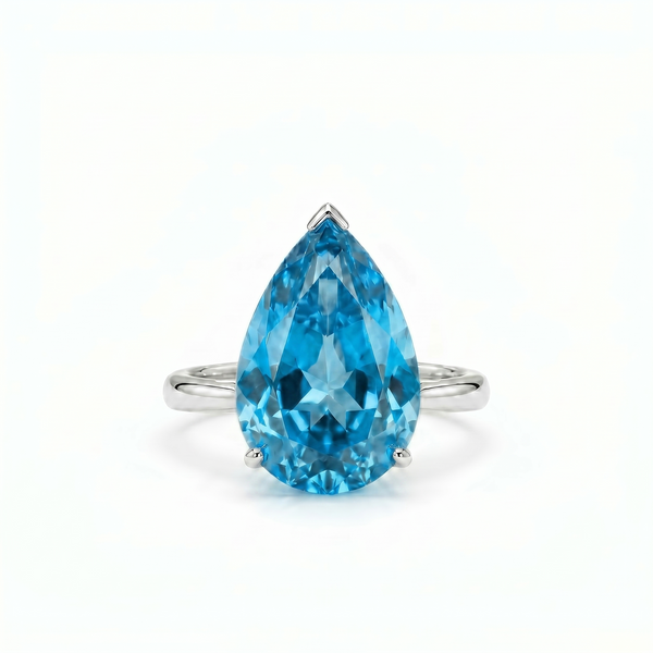 Nova Bold Solitaire Ring – Teal Blue Spinel