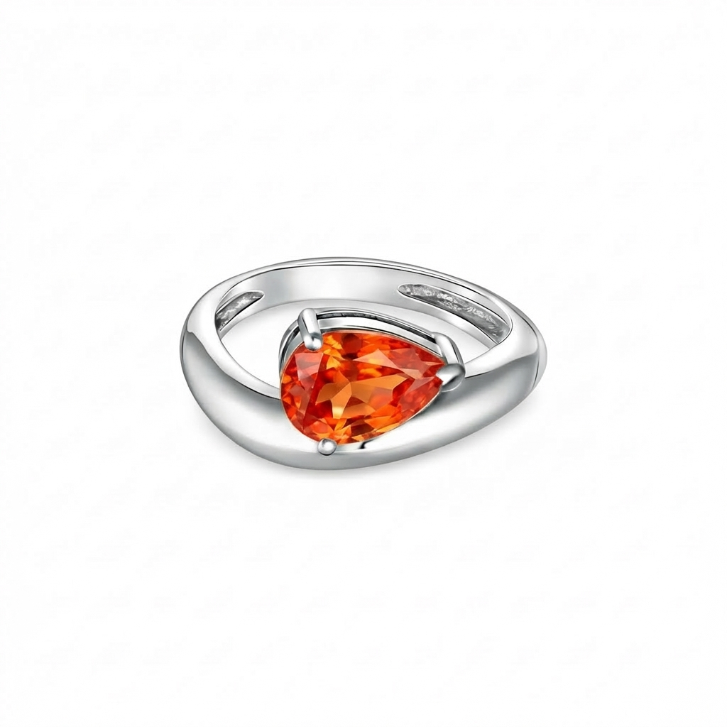 Nova Wave Solitaire Ring – Orange Padparadscha Sapphire