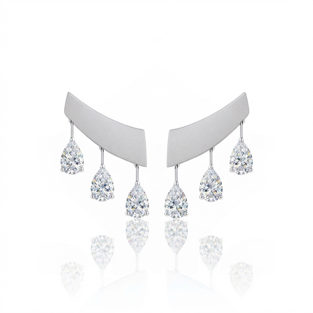 Nova Wing Drop Earrings – White Diamond
