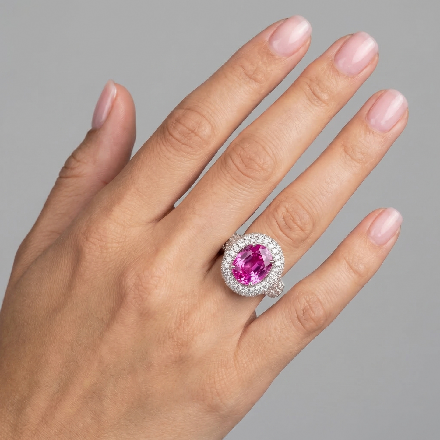 Velara Statement Ring – Vivid Pink Sapphire