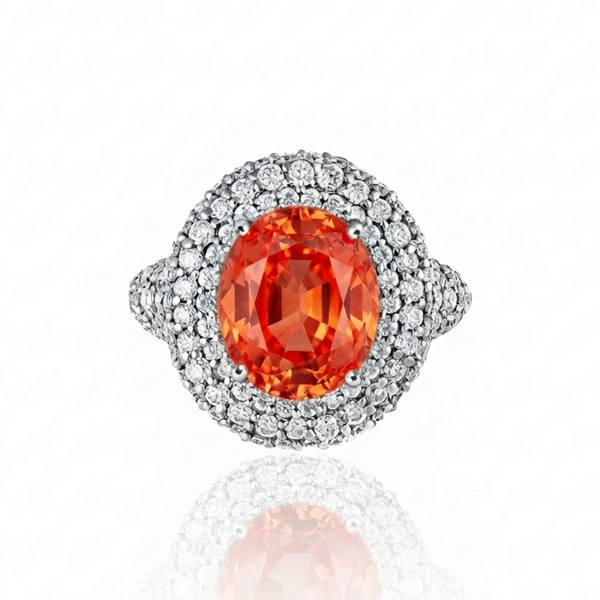 Velara Statement Ring – Orange Padparadscha Sapphire