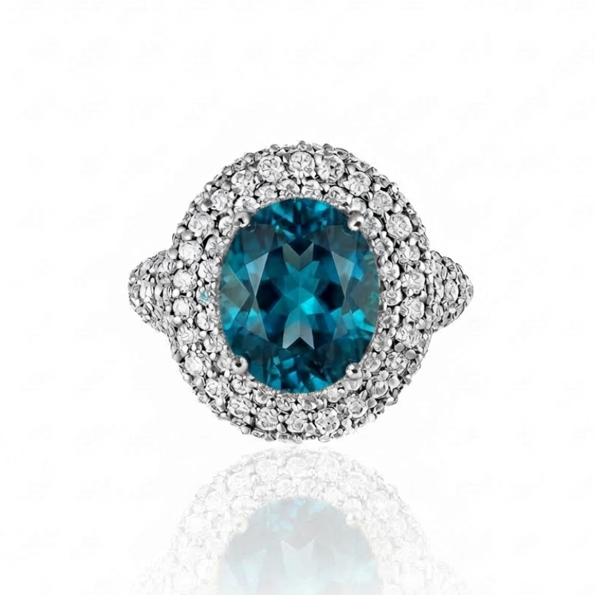 Velara Statement Ring – Teal Blue Spinel