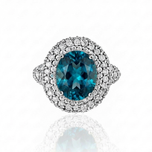 Velara Statement Ring – Teal Blue Spinel