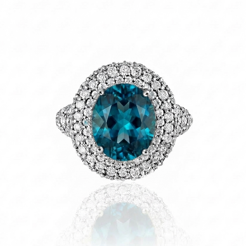 Velara Statement Ring – Teal Blue Spinel