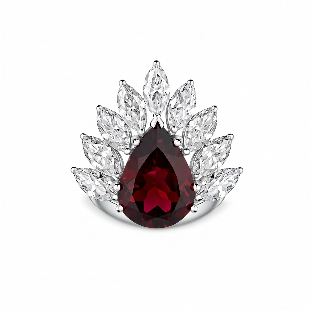 Nova Pavone Ring – Deep Red Garnet