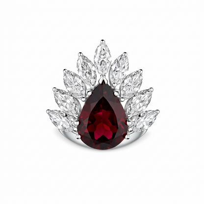 Nova Pavone Ring – Deep Red Garnet