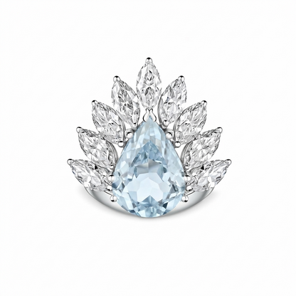 Nova Pavone Ring – Light Blue Aquamarine
