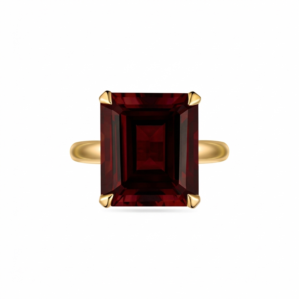 Nexus Bold Solitaire Ring – Deep Red Garnet