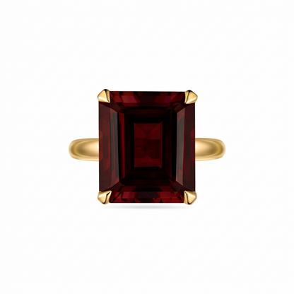 Nexus Bold Solitaire Ring – Deep Red Garnet