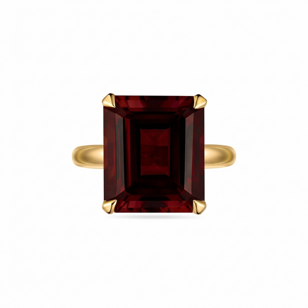 Nexus Bold Solitaire Ring – Deep Red Garnet