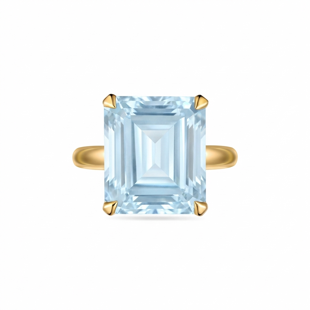 Nexus Bold Solitaire Ring – Light Blue Aquamarine
