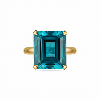 Nexus Bold Solitaire Ring – Teal Blue Spinel