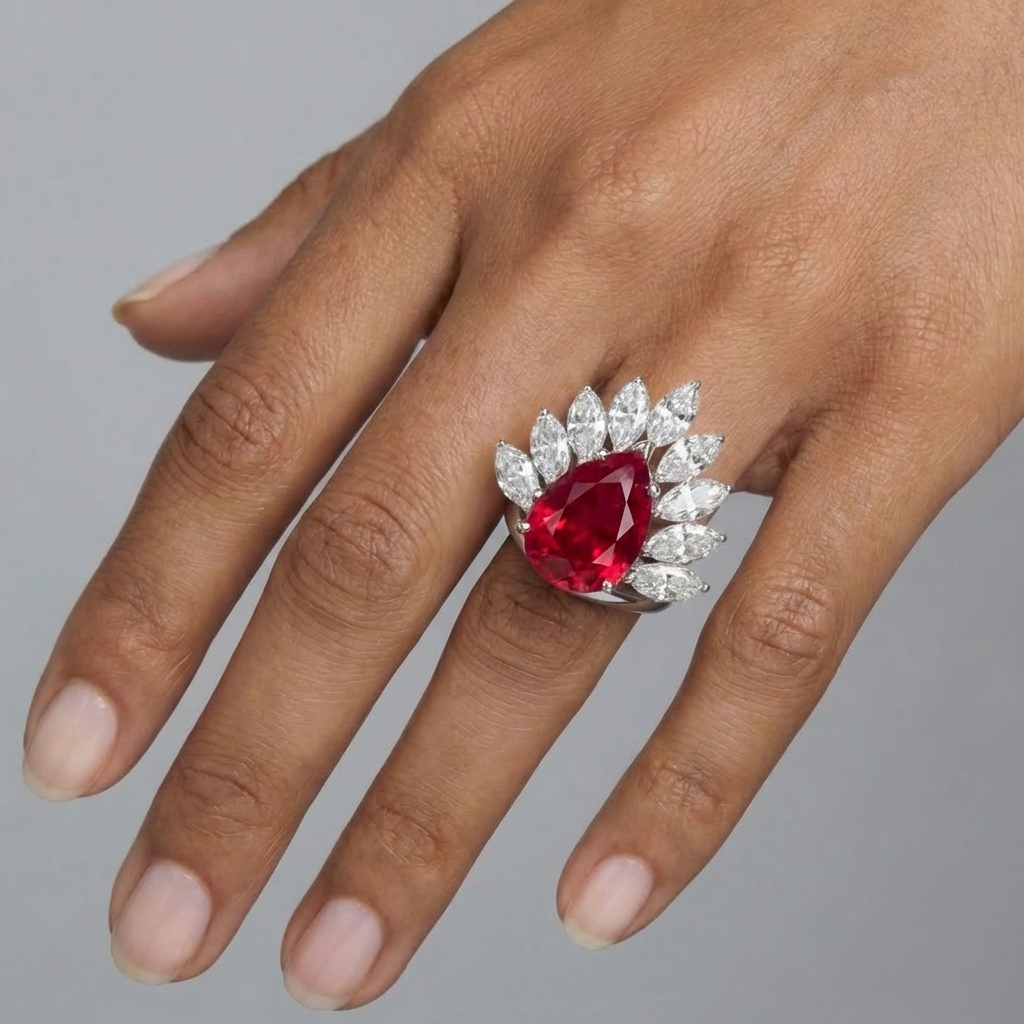 Nova Pavone Ring – Red Ruby