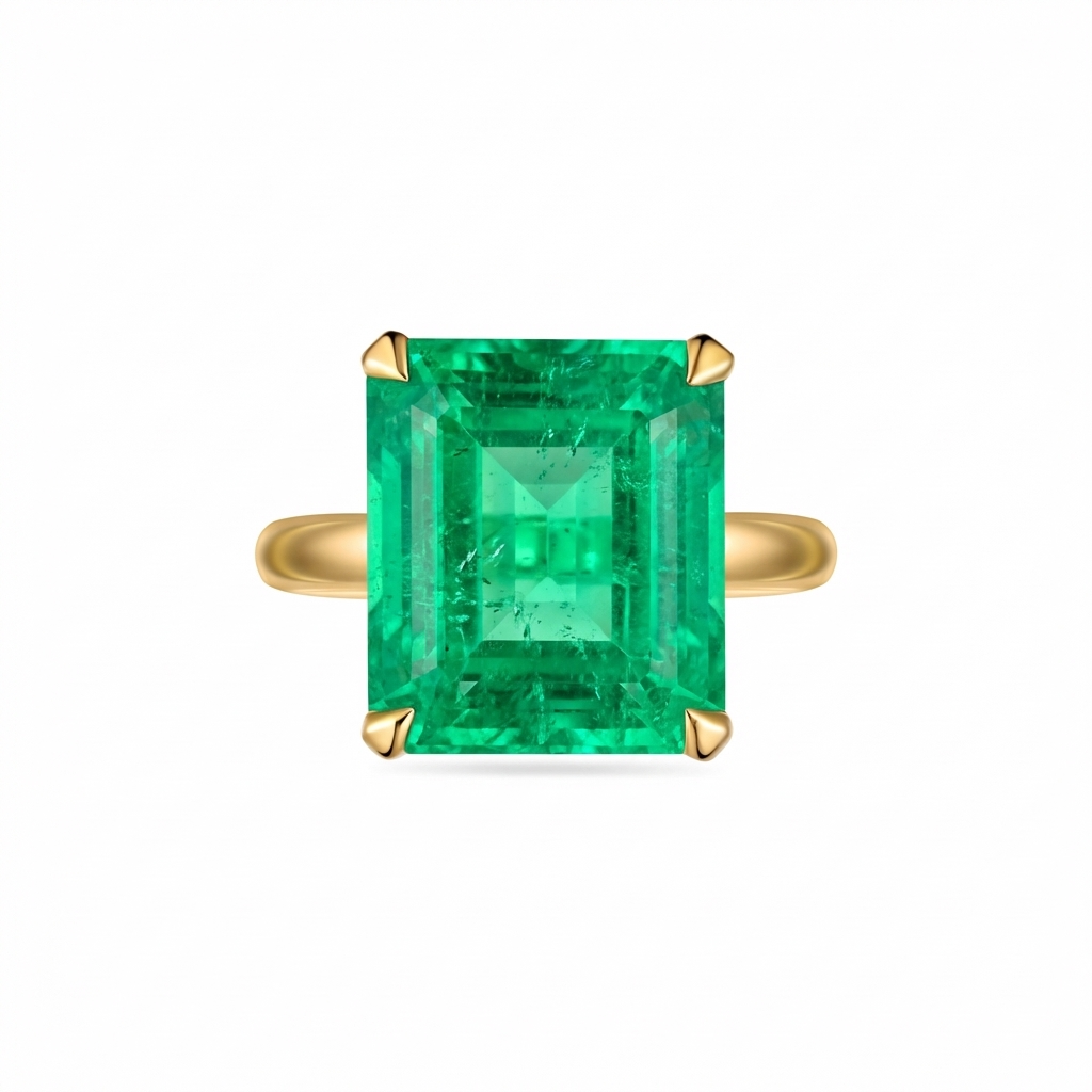 Nexus Bold Solitaire Ring – Colombian Green Emerald