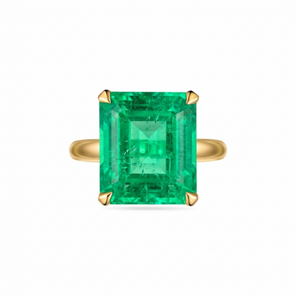 Nexus Bold Solitaire Ring – Colombian Green Emerald
