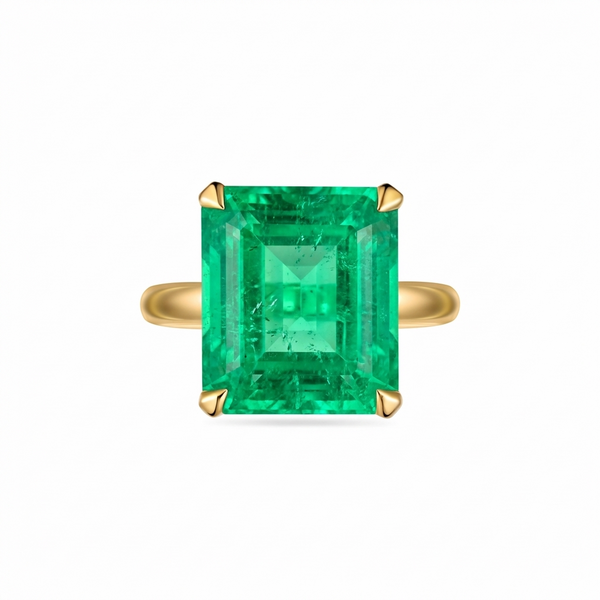 Nexus Bold Solitaire Ring – Colombian Green Emerald