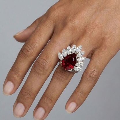 Nova Pavone Ring – Deep Red Garnet