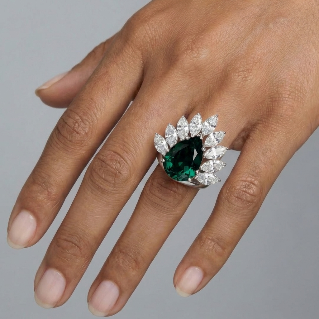 Nova Pavone Ring – Zambian Green Emerald