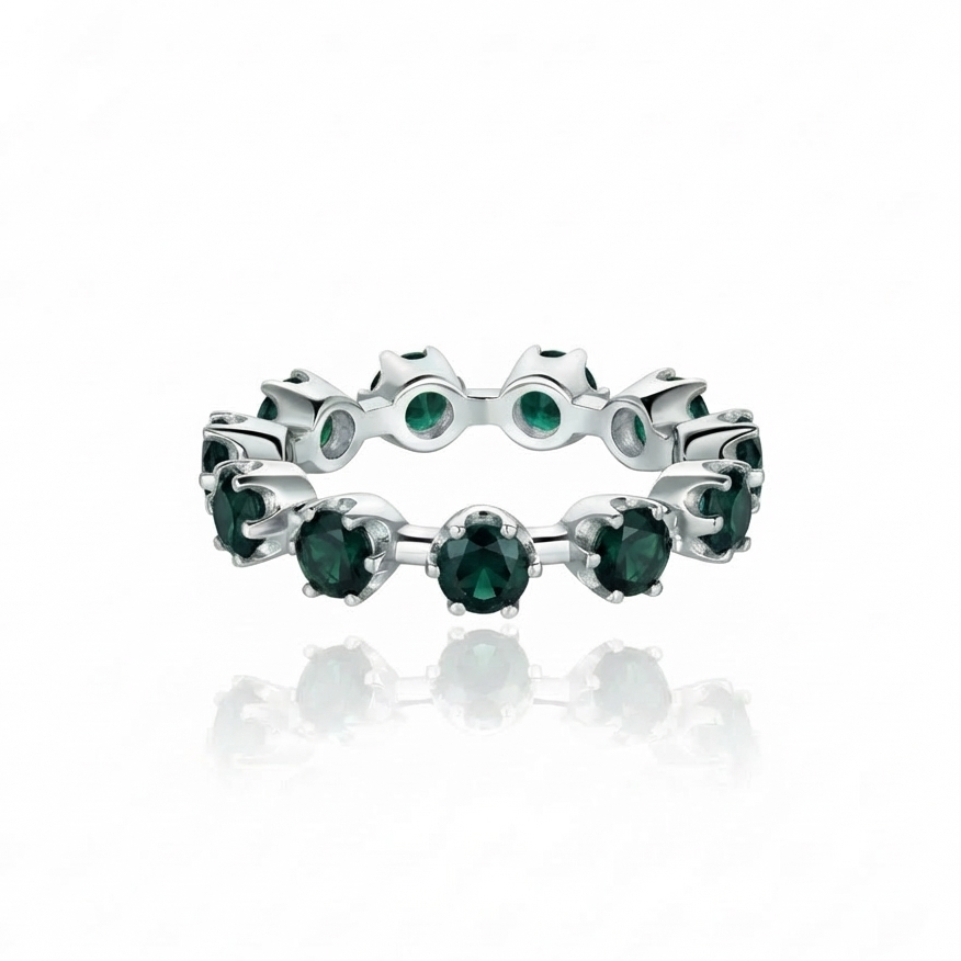 Linea Maxi Station Ring – Zambian Green Emerald