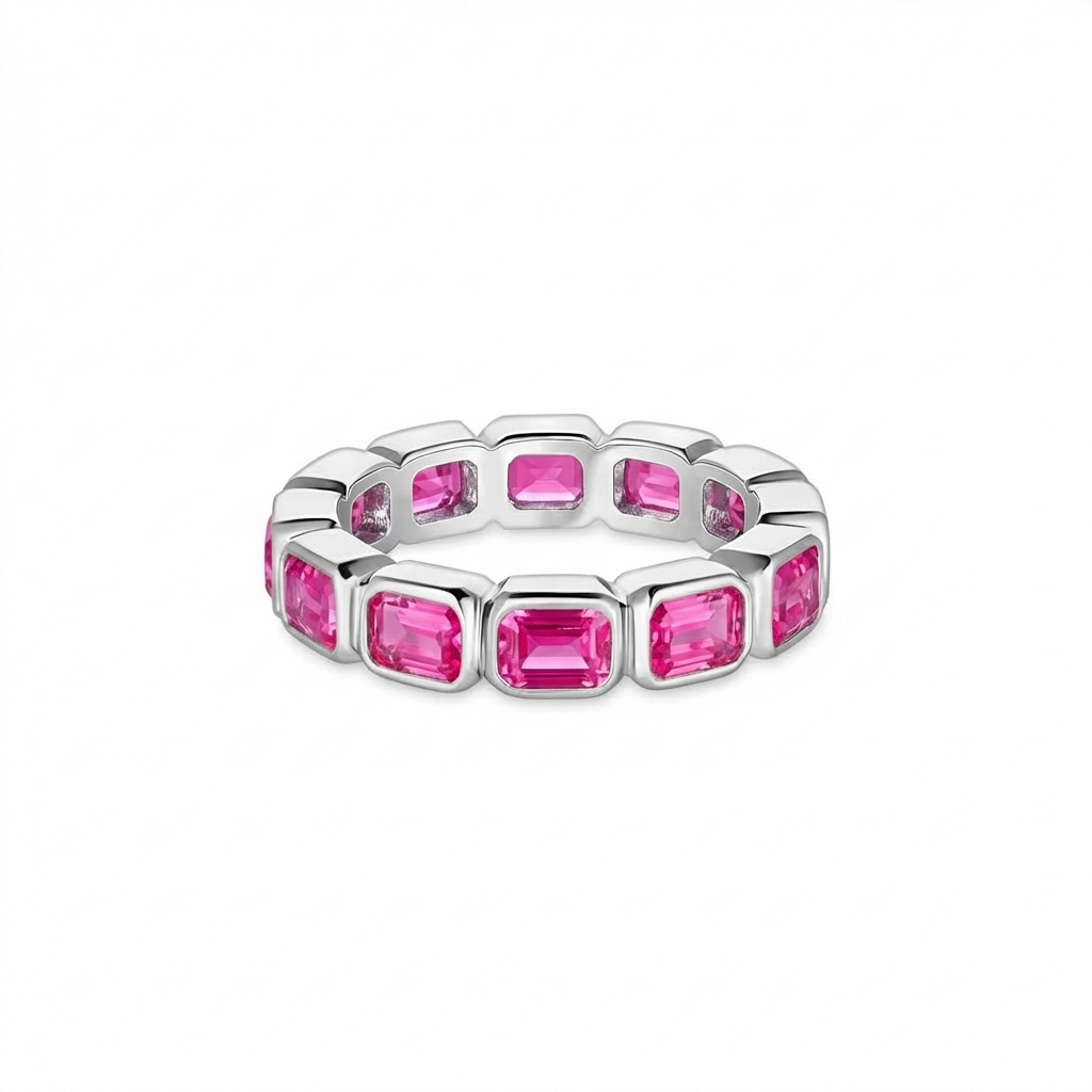 Nexus Lateral Eternity Ring – Vivid Pink Sapphire