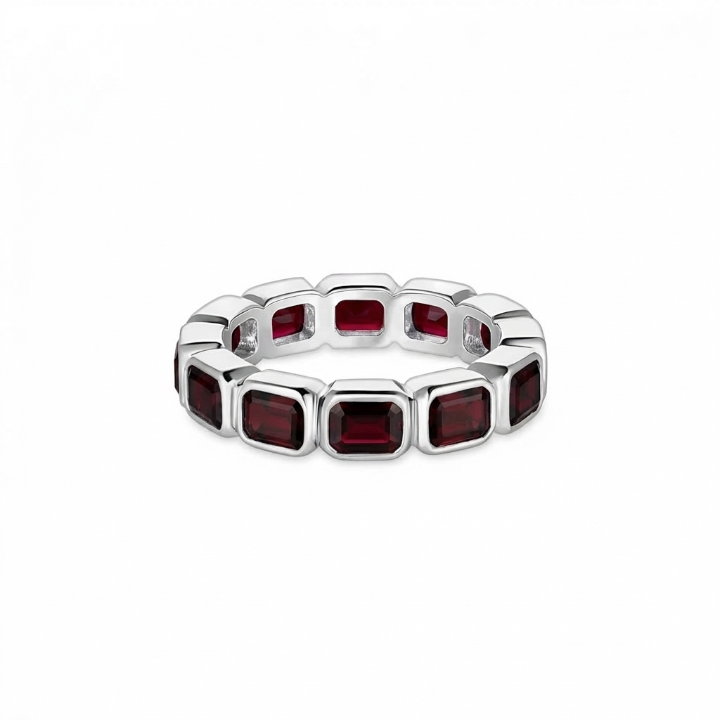 Nexus Lateral Eternity Ring – Deep Red Garnet