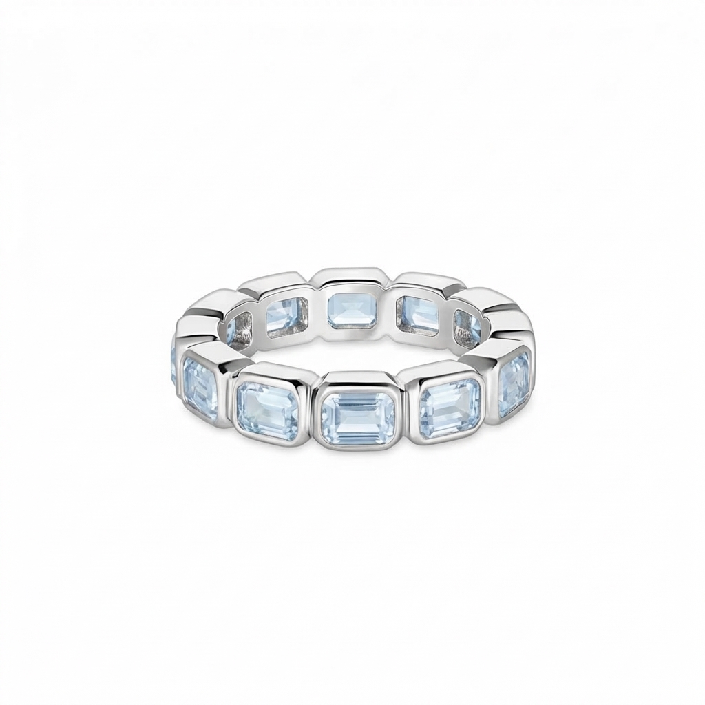 Nexus Lateral Eternity Ring – Light Blue Aquamarine