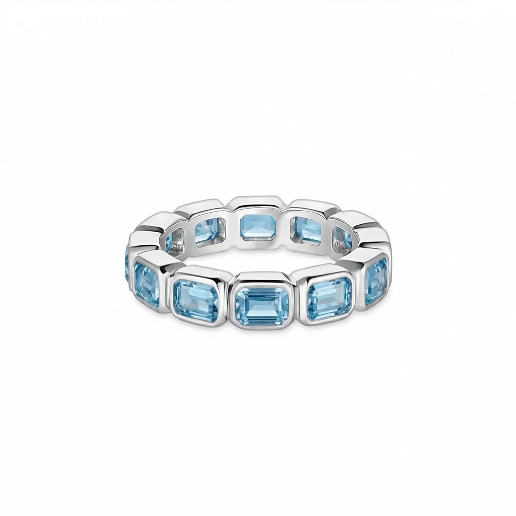Nexus Lateral Eternity Ring – Teal Blue Spinel