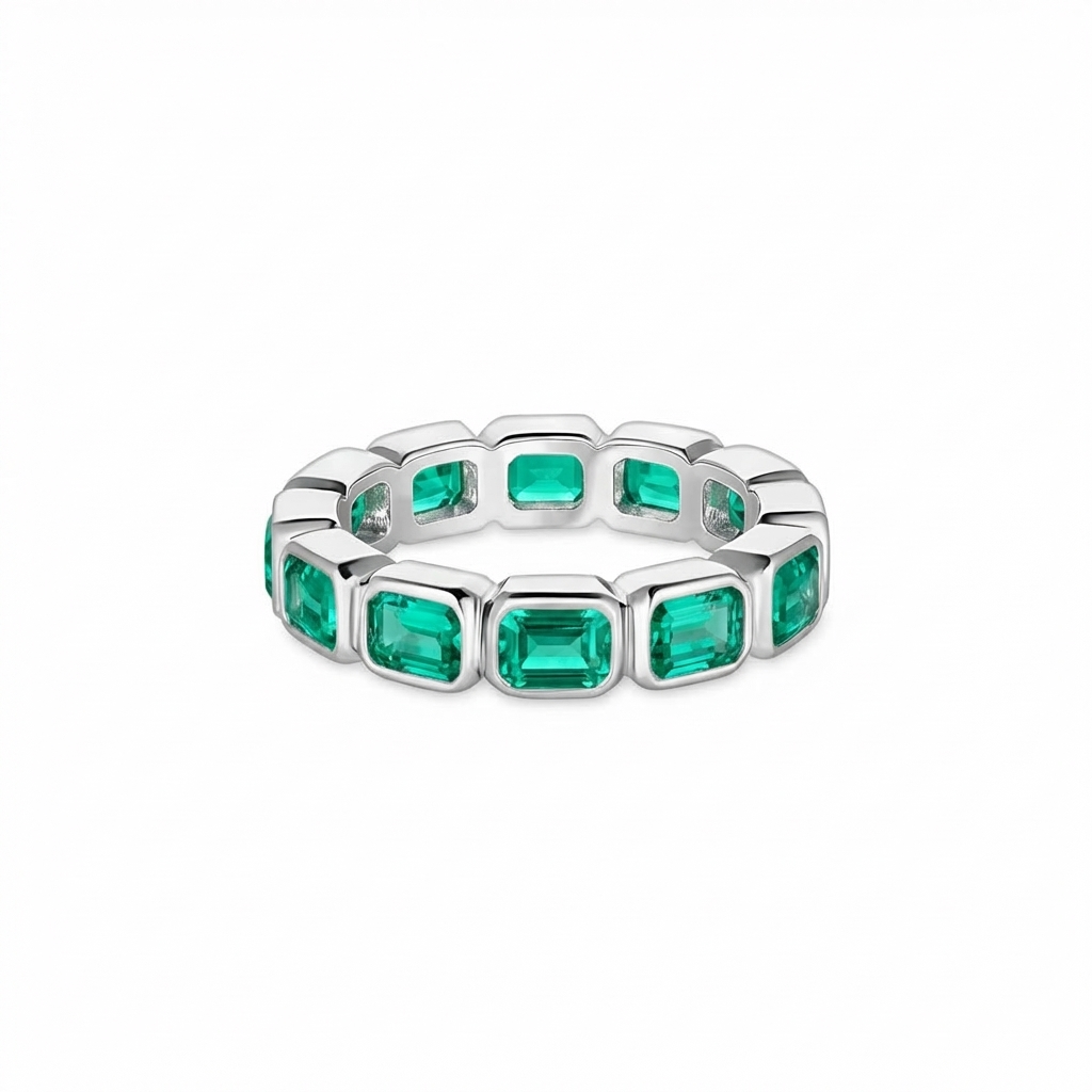 Nexus Lateral Eternity Ring – Colombian Green Emerald