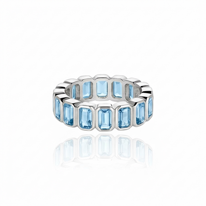 Nexus Vertical Eternity Ring – Teal Blue Spinel