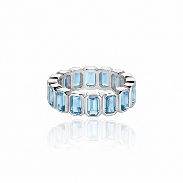 Nexus Vertical Eternity Ring – Teal Blue Spinel