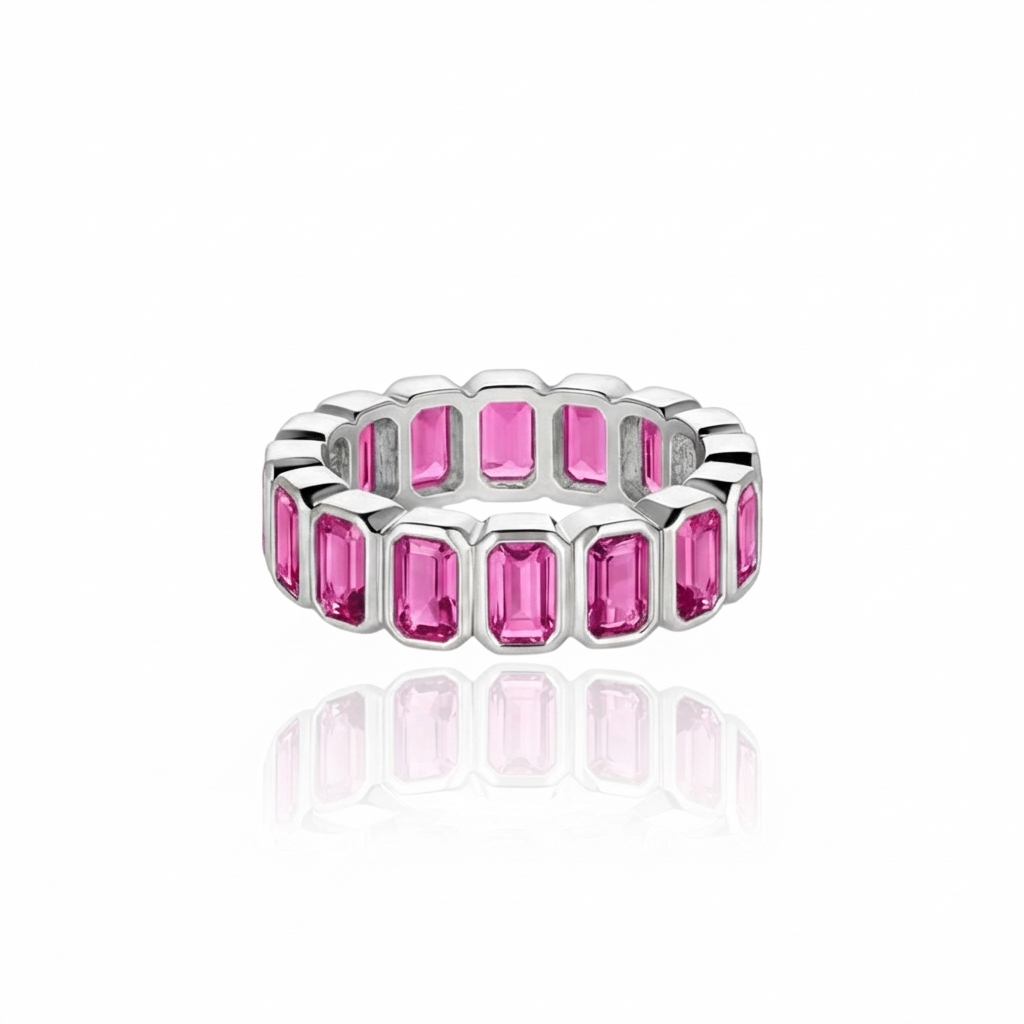 Nexus Vertical Eternity Ring – Vivid Pink Sapphire