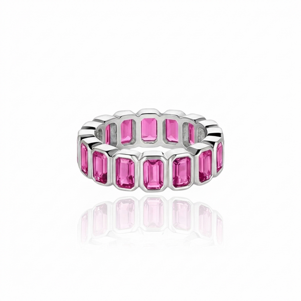 Nexus Vertical Eternity Ring – Vivid Pink Sapphire