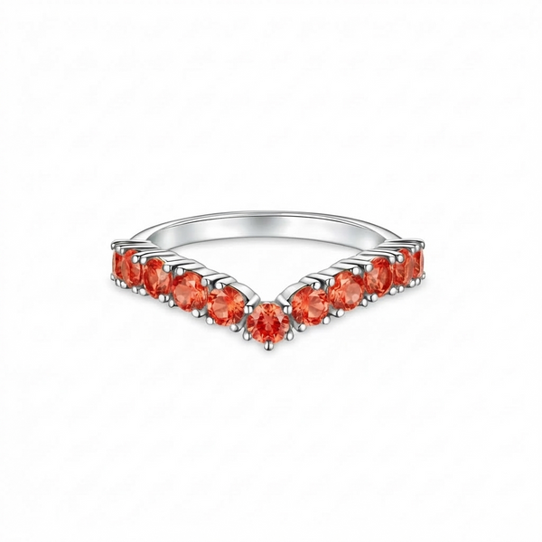 Linea V Demi Grande Ring – Orange Padparadscha Sapphire