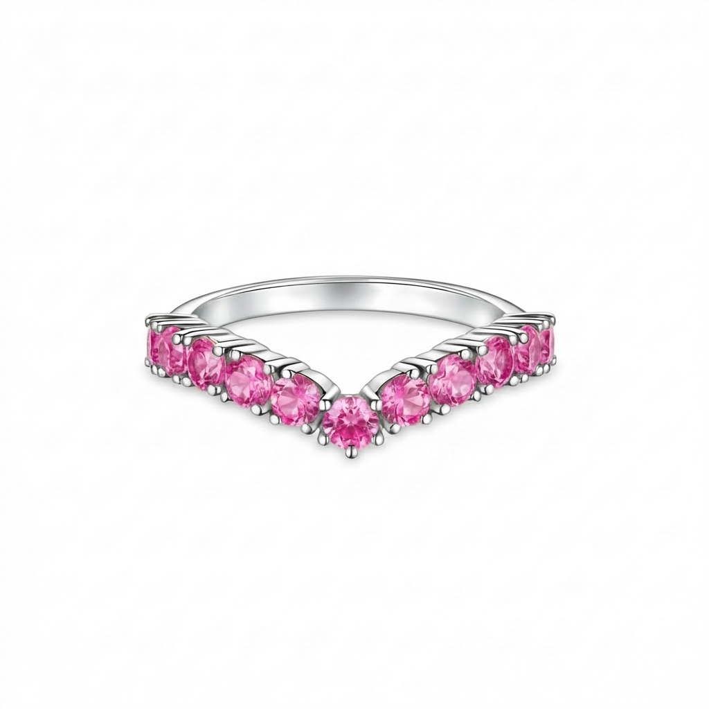 Linea V Demi Grande Ring – Vivid Pink Sapphire